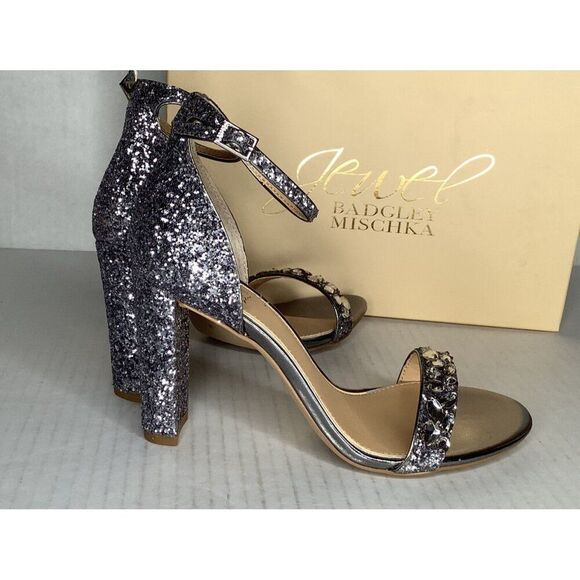 Jewel Badgley Mischka Cleo Women's 8M smoke glitter heels - New - Picture 5 of 8
